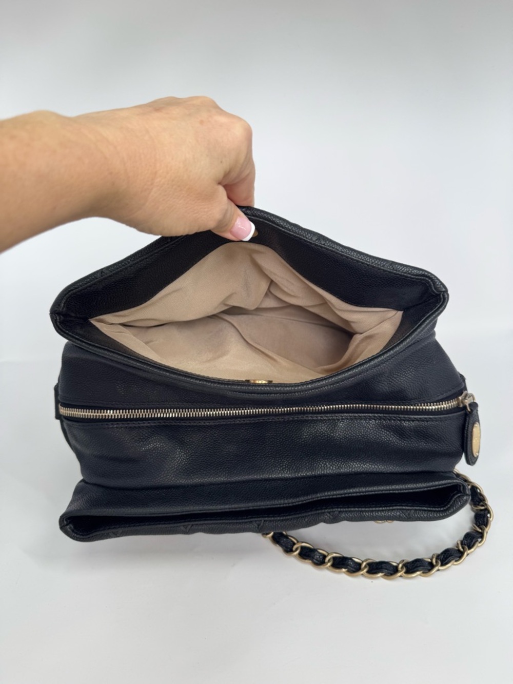 Authentic CHANEL Wild Stitch Tote in Black Caviar Leather with Gold Hardware - Picture 10 of 16
